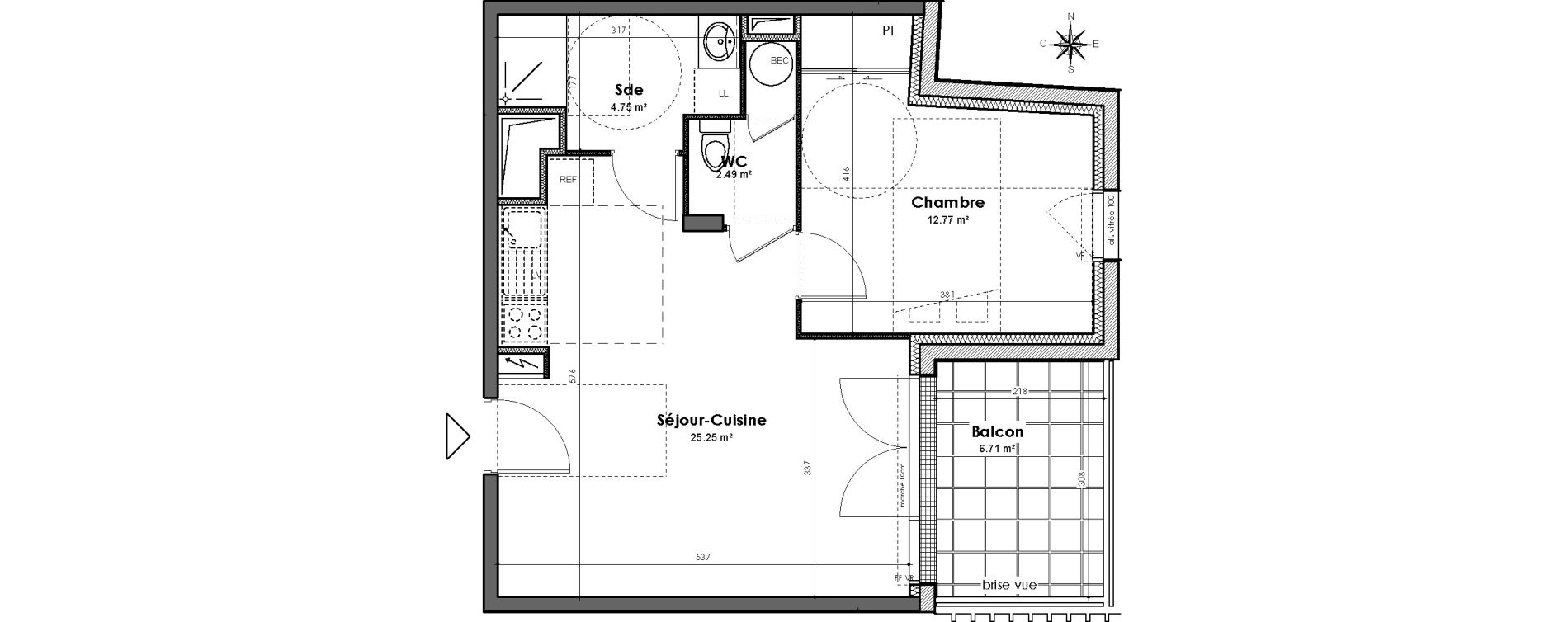Appartement T2 de 39,21 m2 &agrave; Bouguenais Centre