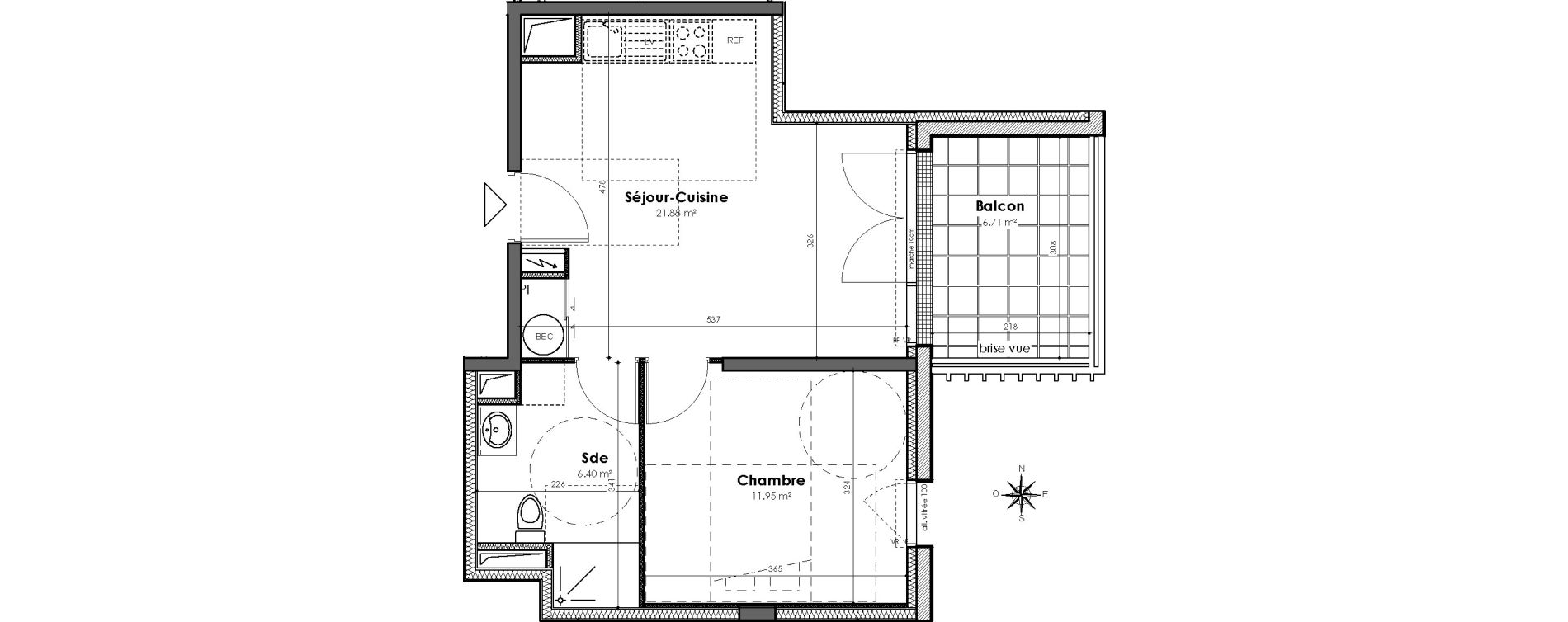 Appartement T2 de 40,33 m2 &agrave; Bouguenais Centre