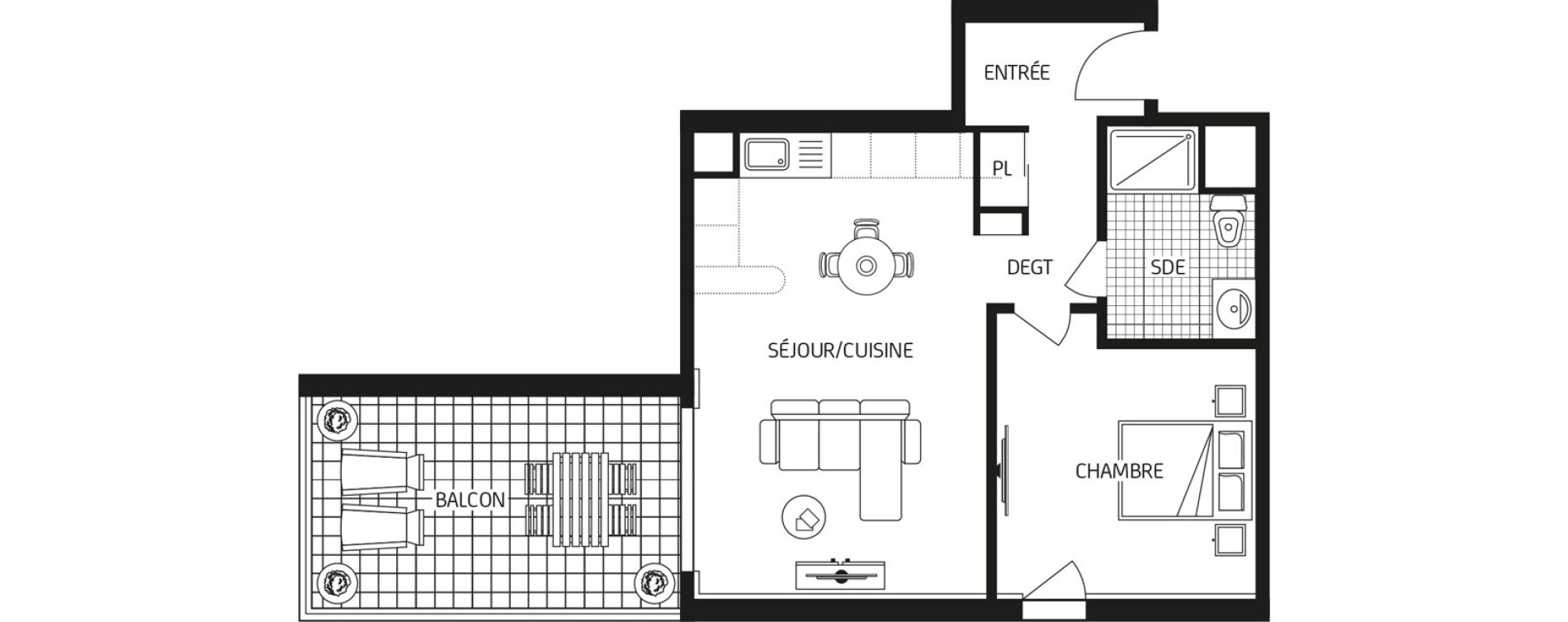 Appartement T2 de 45,37 m2 &agrave; Carquefou Bois saint-lys - florigny