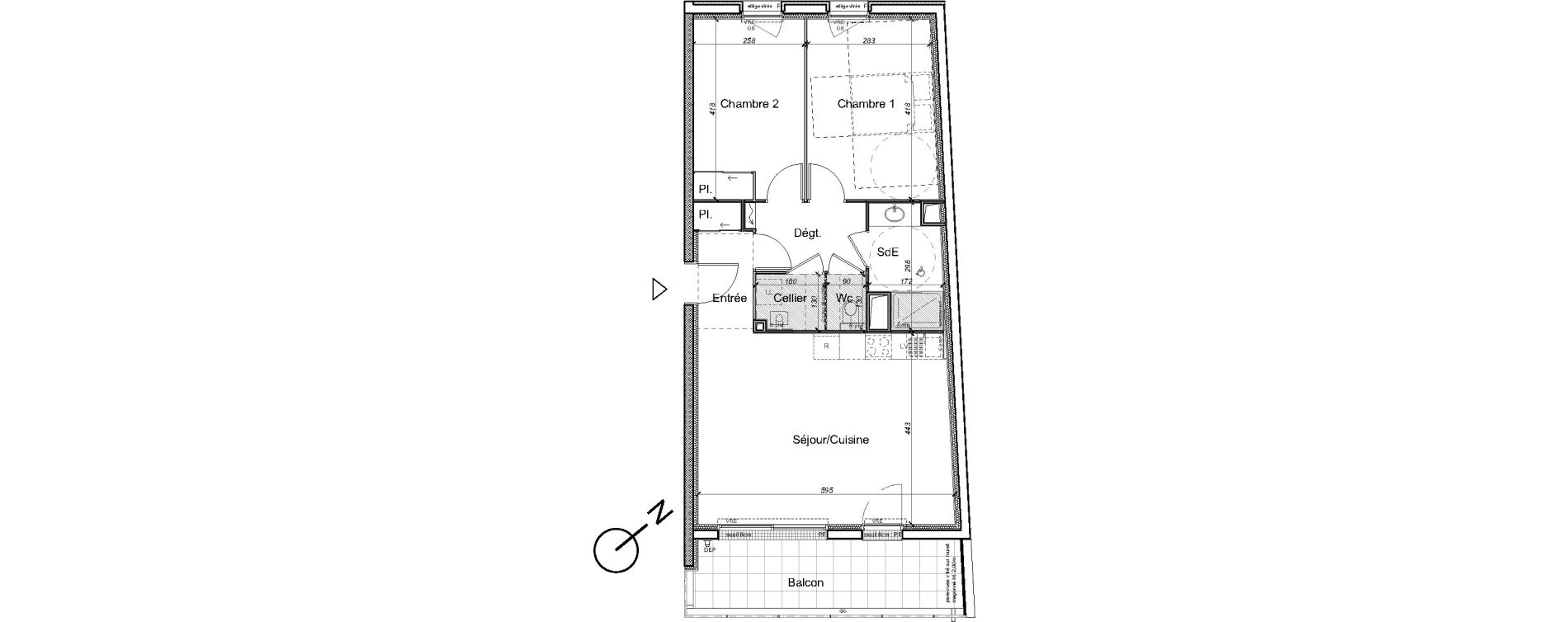 Appartement T3 de 64,01 m2 &agrave; Carquefou Centre