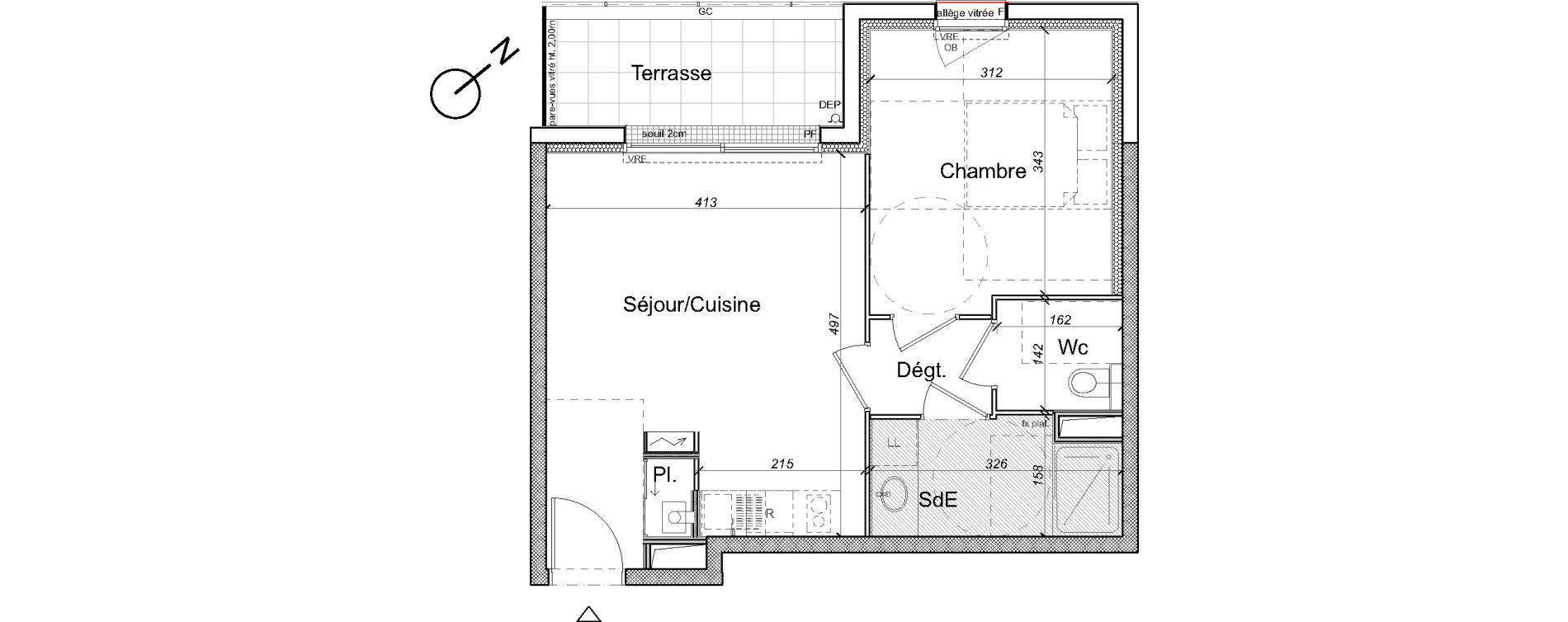 Appartement T2 de 40,55 m2 &agrave; Carquefou Centre