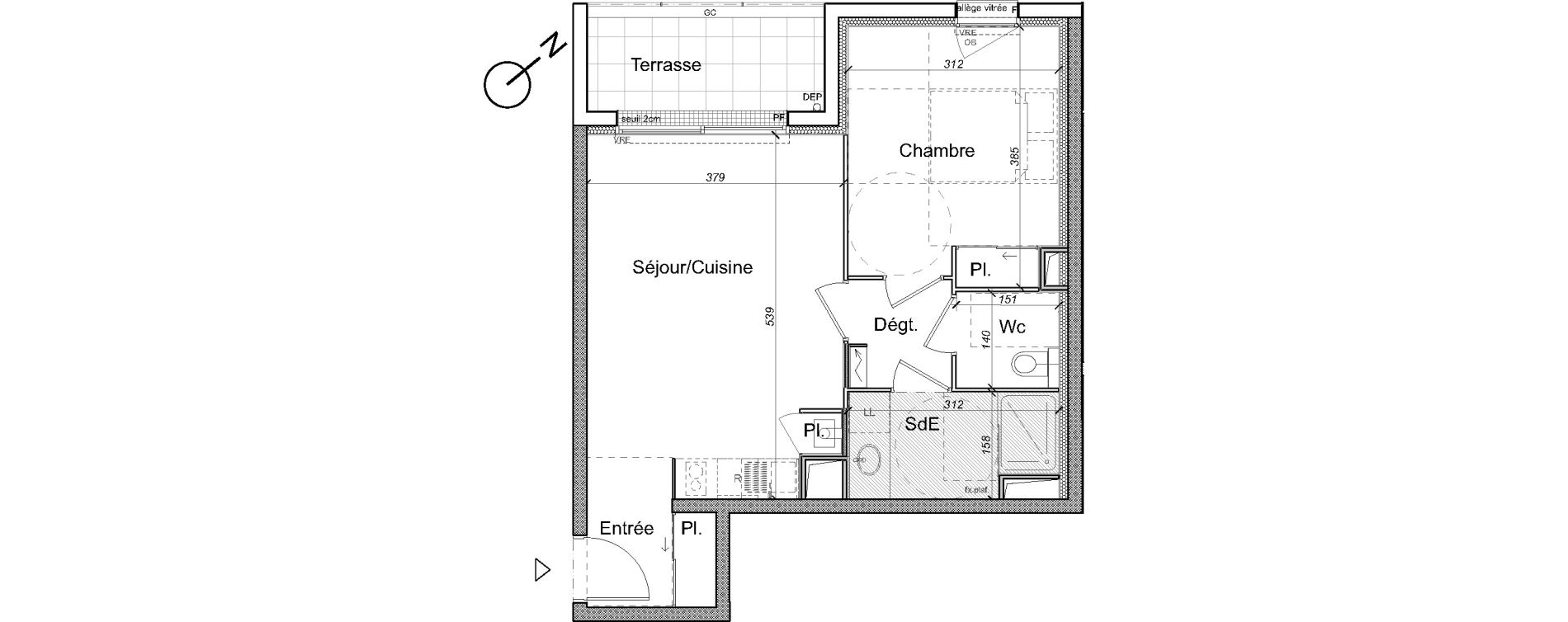 Appartement T2 de 43,02 m2 &agrave; Carquefou Centre