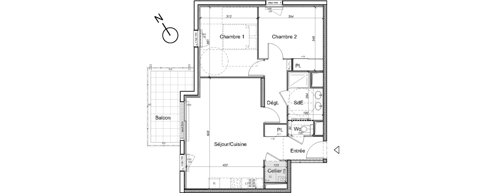 Appartement T3 de 63,71 m2 &agrave; Carquefou Centre