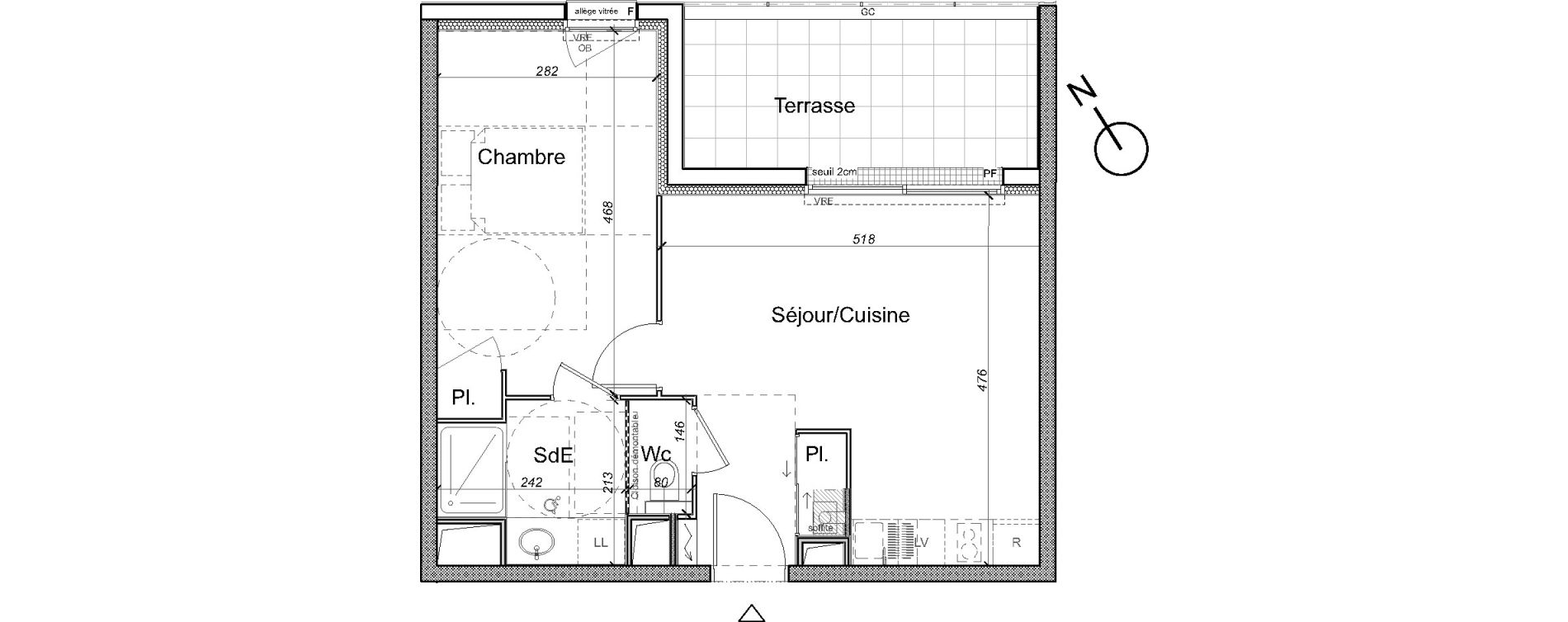Appartement T2 de 40,35 m2 &agrave; Carquefou Centre