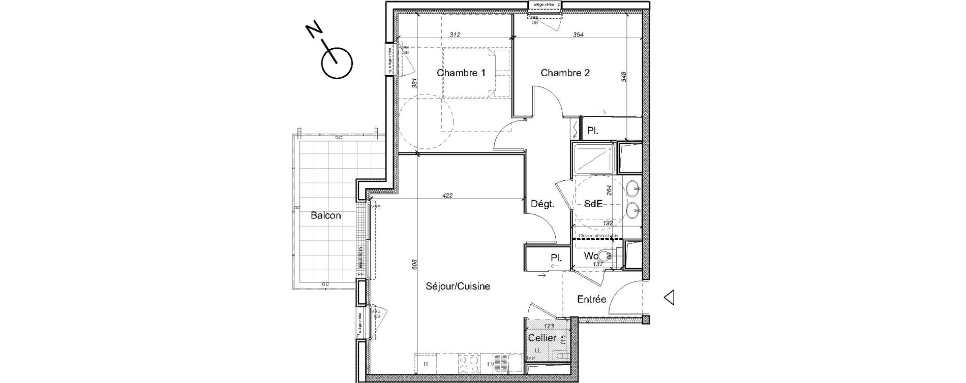 Appartement T3 de 63,93 m2 &agrave; Carquefou Centre