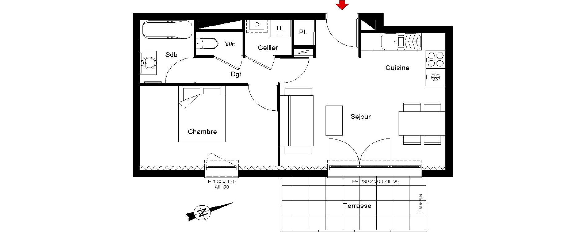 Appartement T2 de 42,08 m2 &agrave; Carquefou La mainguais