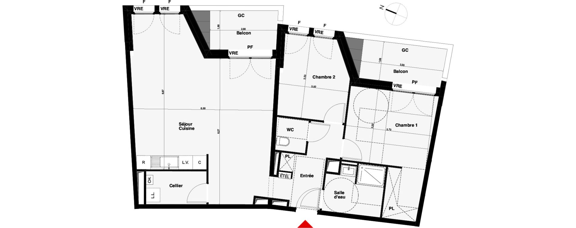 Appartement T3 de 79,23 m2 &agrave; Carquefou Centre