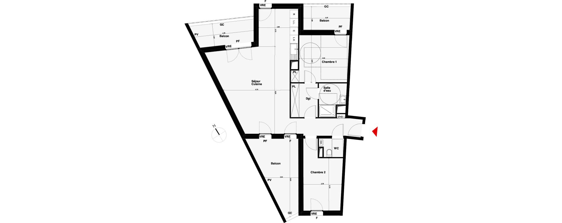 Appartement T3 de 79,52 m2 &agrave; Carquefou Centre