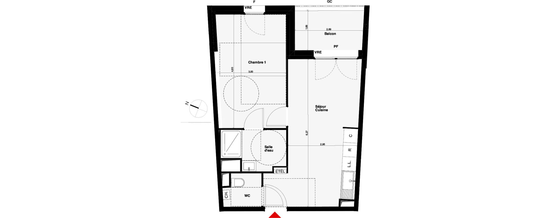 Appartement T2 de 40,10 m2 &agrave; Carquefou Centre