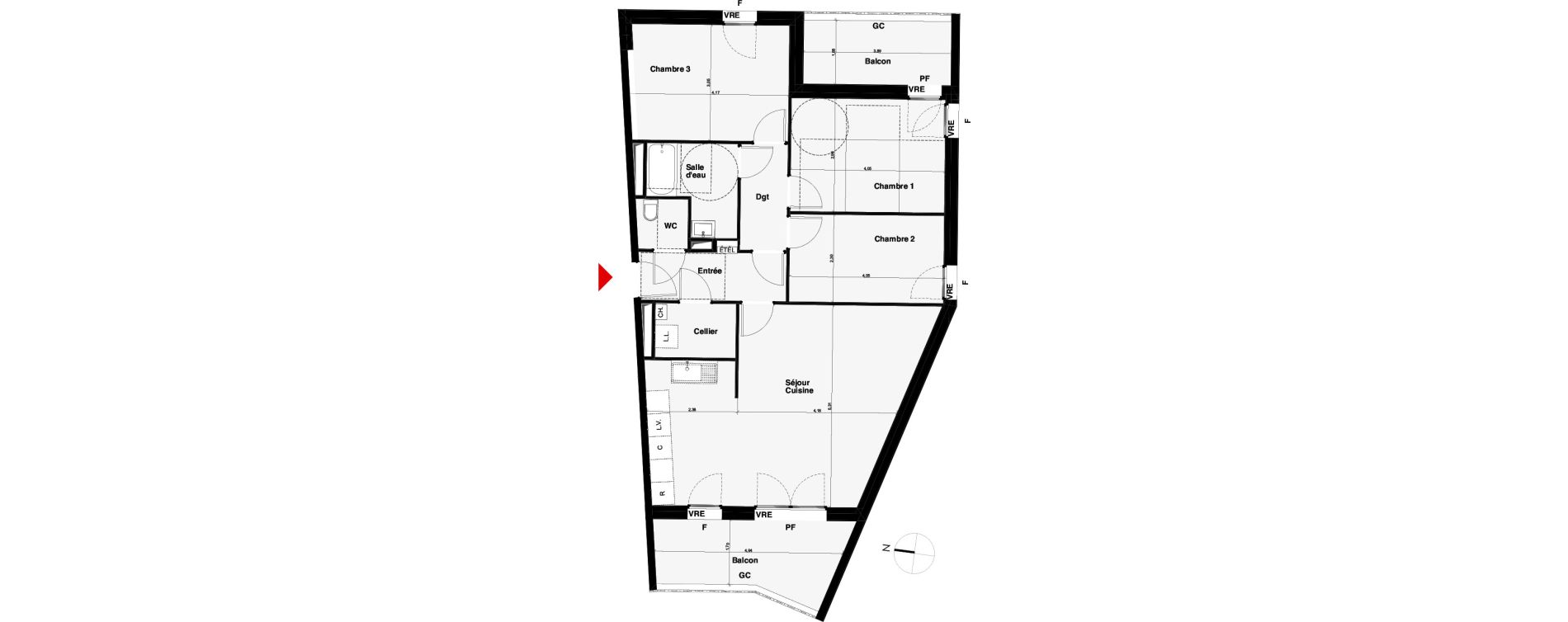 Appartement T4 de 83,09 m2 &agrave; Carquefou Centre