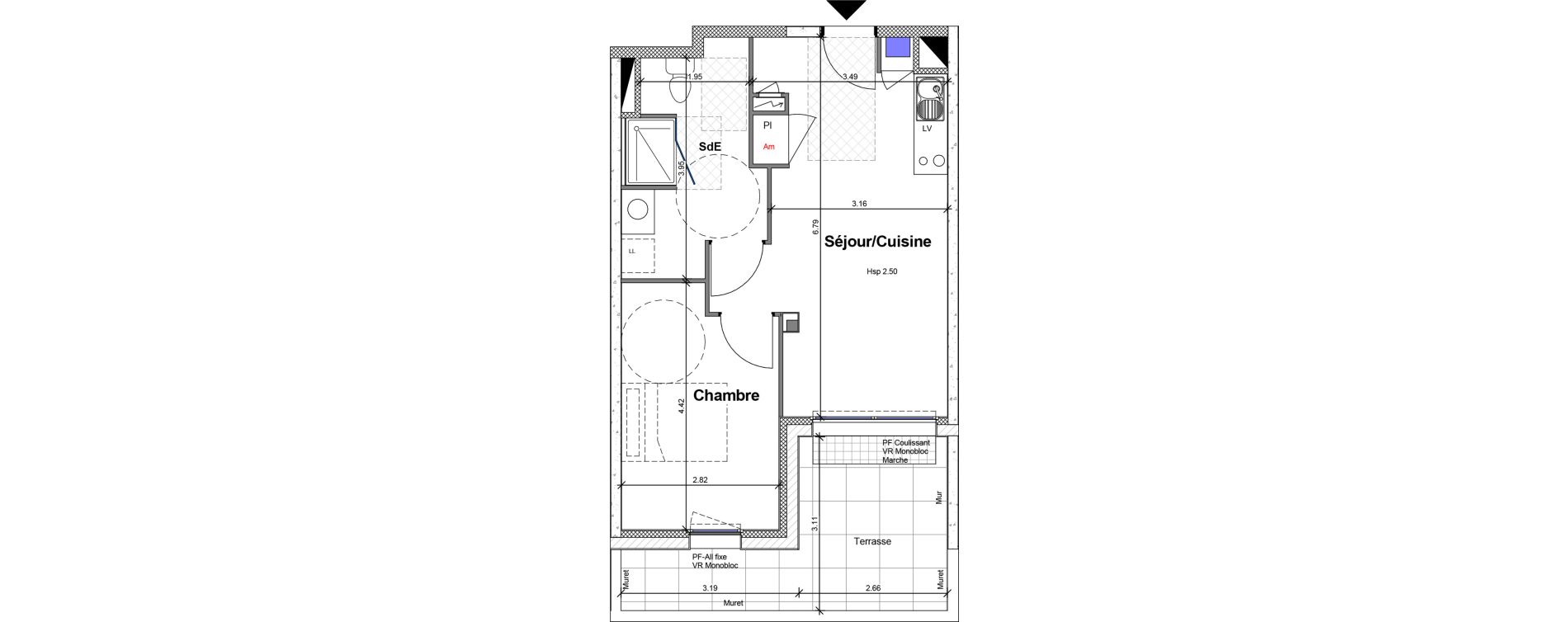 Appartement T2 de 42,66 m2 &agrave; Carquefou Centre