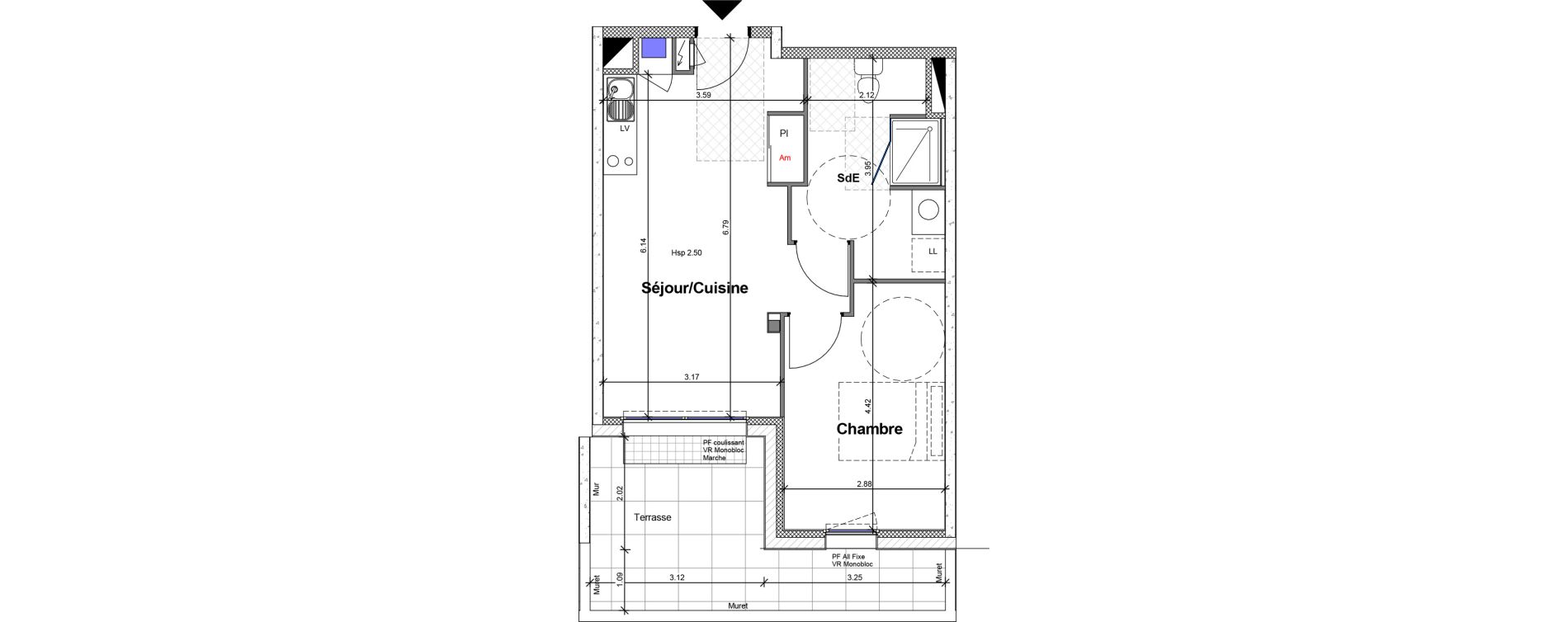 Appartement T2 de 44,10 m2 &agrave; Carquefou Centre
