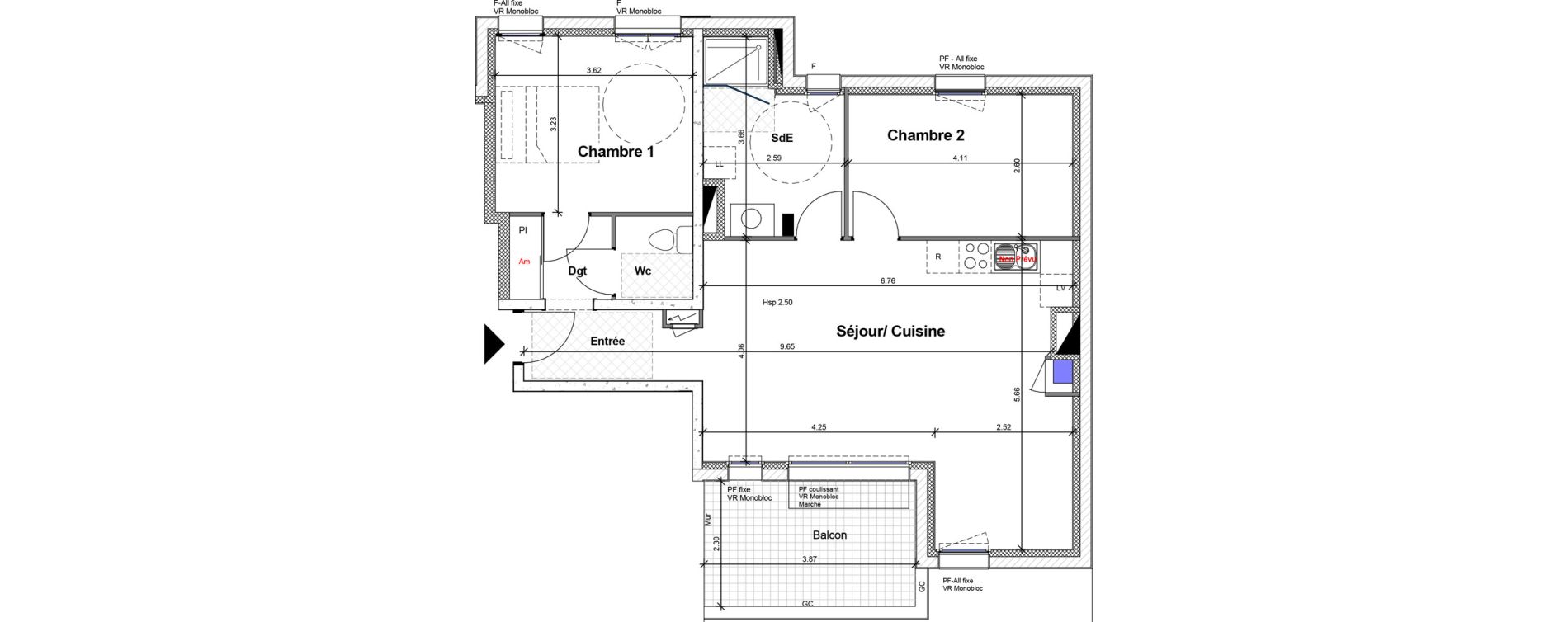 Appartement T3 de 69,99 m2 &agrave; Carquefou Centre
