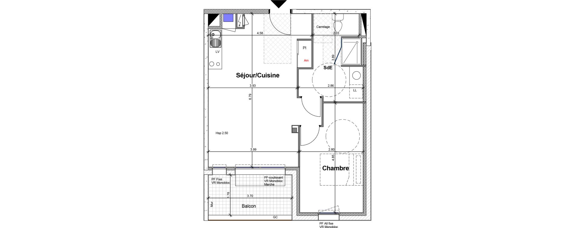 Appartement T2 de 50,27 m2 &agrave; Carquefou Centre