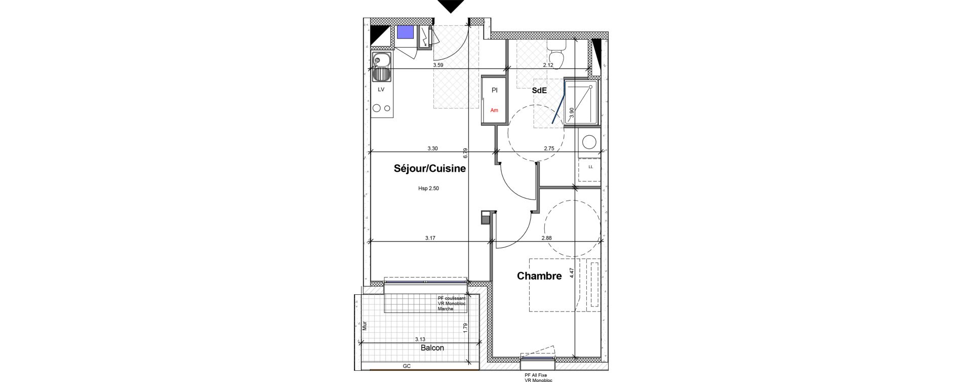 Appartement T2 de 44,10 m2 &agrave; Carquefou Centre