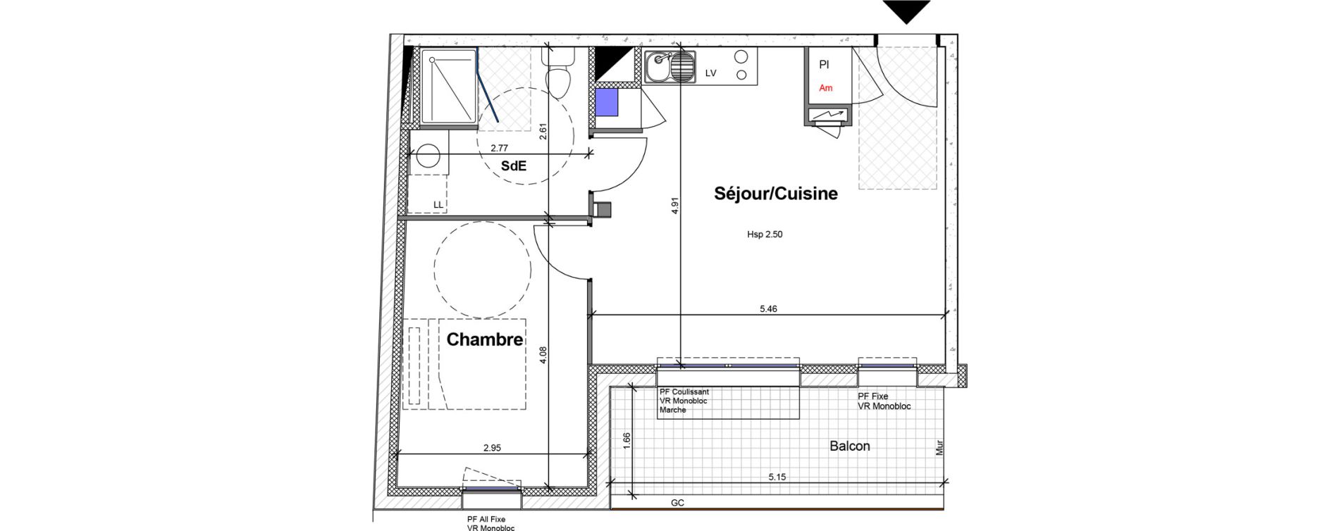 Appartement T2 de 44,72 m2 &agrave; Carquefou Centre