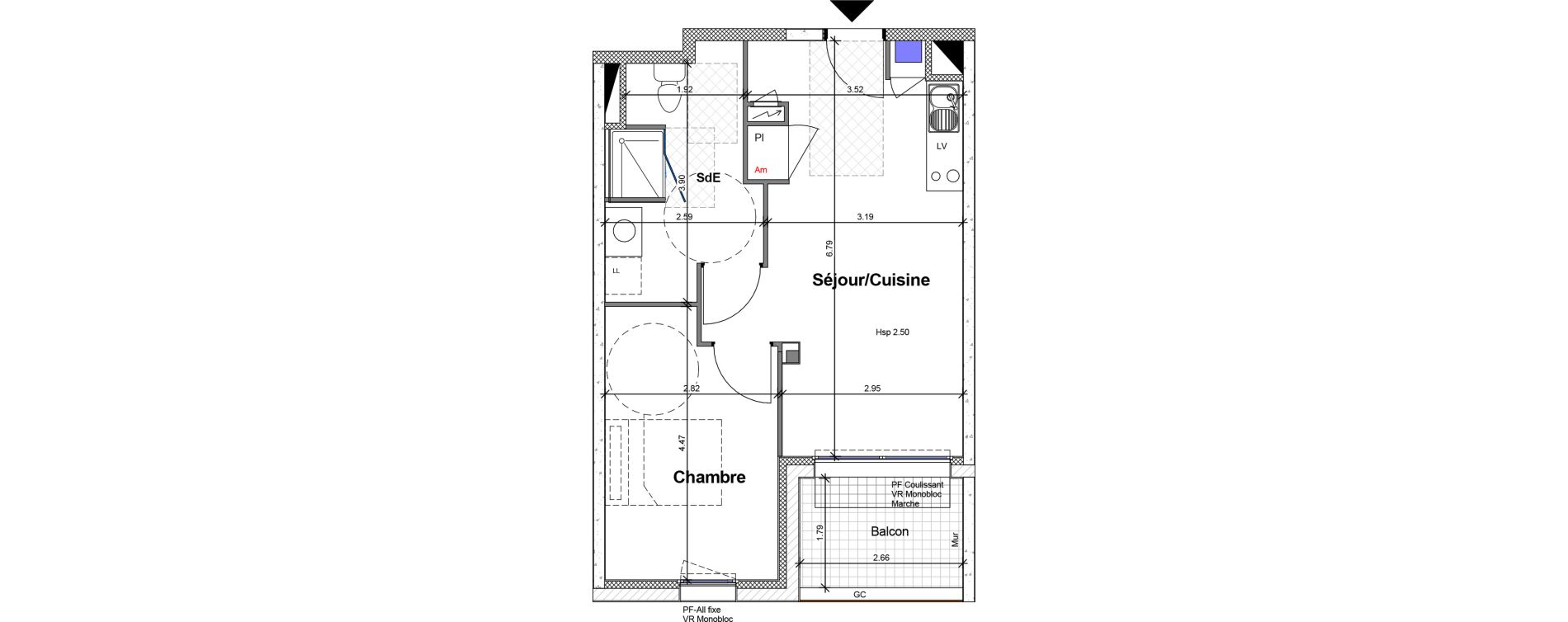 Appartement T2 de 42,66 m2 &agrave; Carquefou Centre