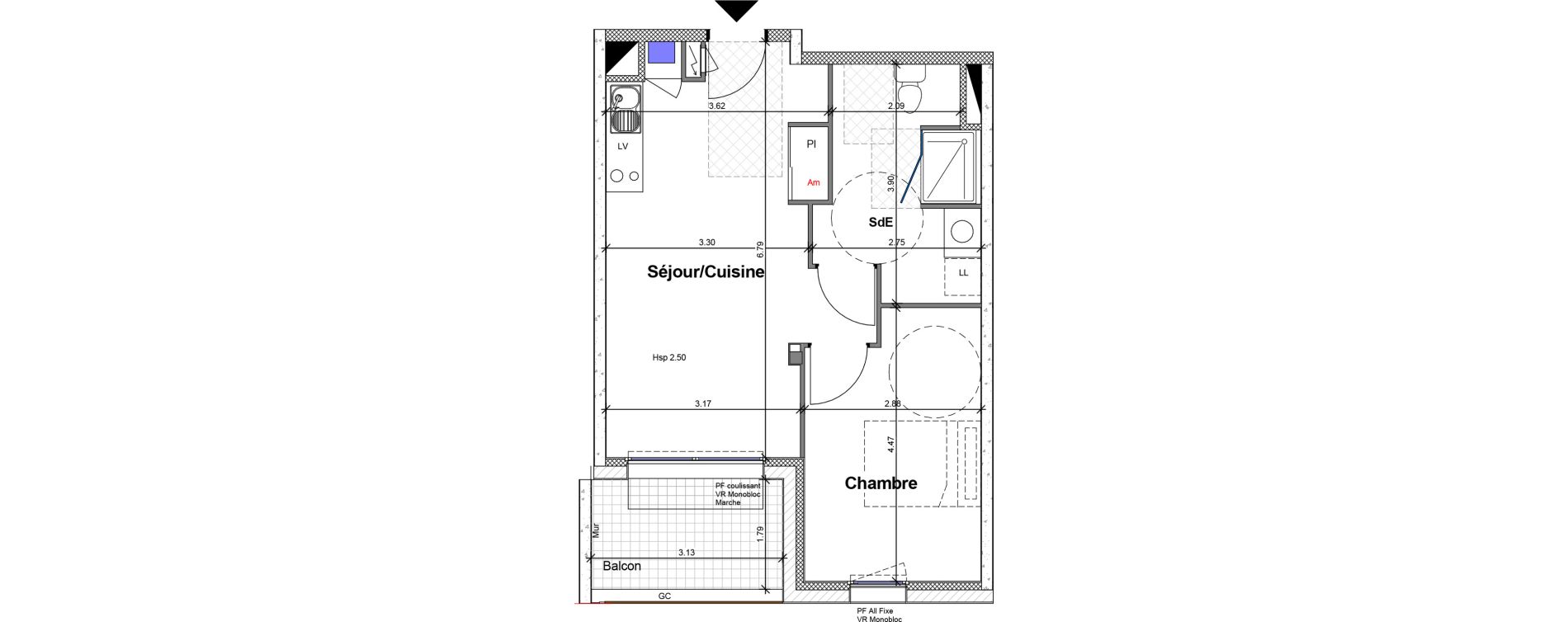 Appartement T2 de 44,21 m2 &agrave; Carquefou Centre