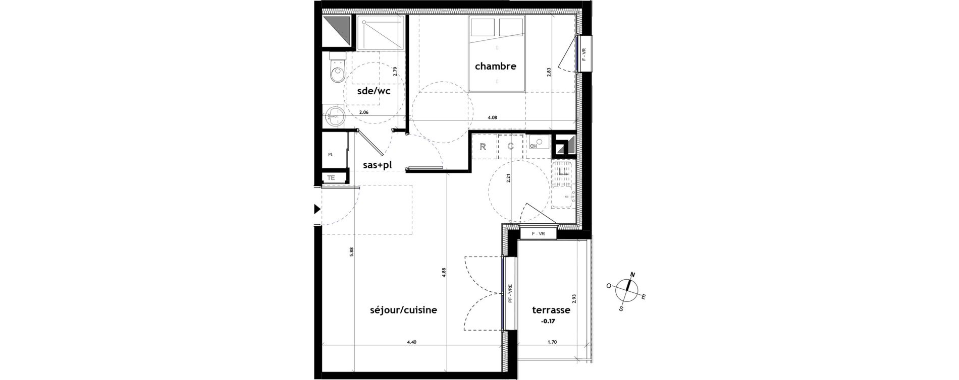 Appartement T2 de 45,10 m2 &agrave; Ch&acirc;teaubriant M&eacute;tallurgie
