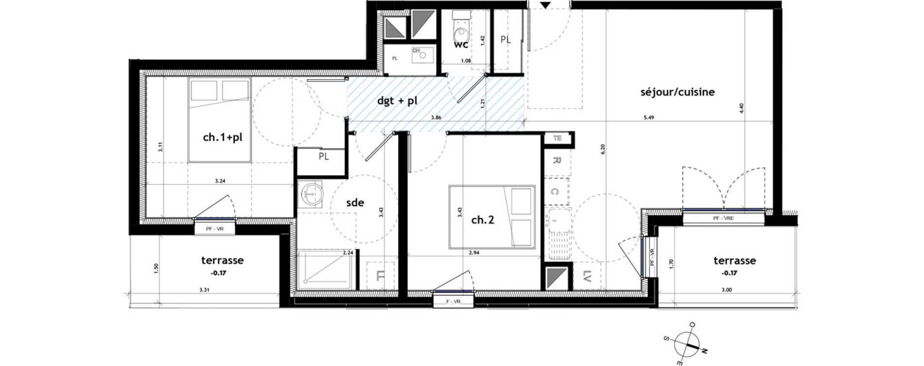 Appartement T3 de 63,14 m2 &agrave; Ch&acirc;teaubriant M&eacute;tallurgie
