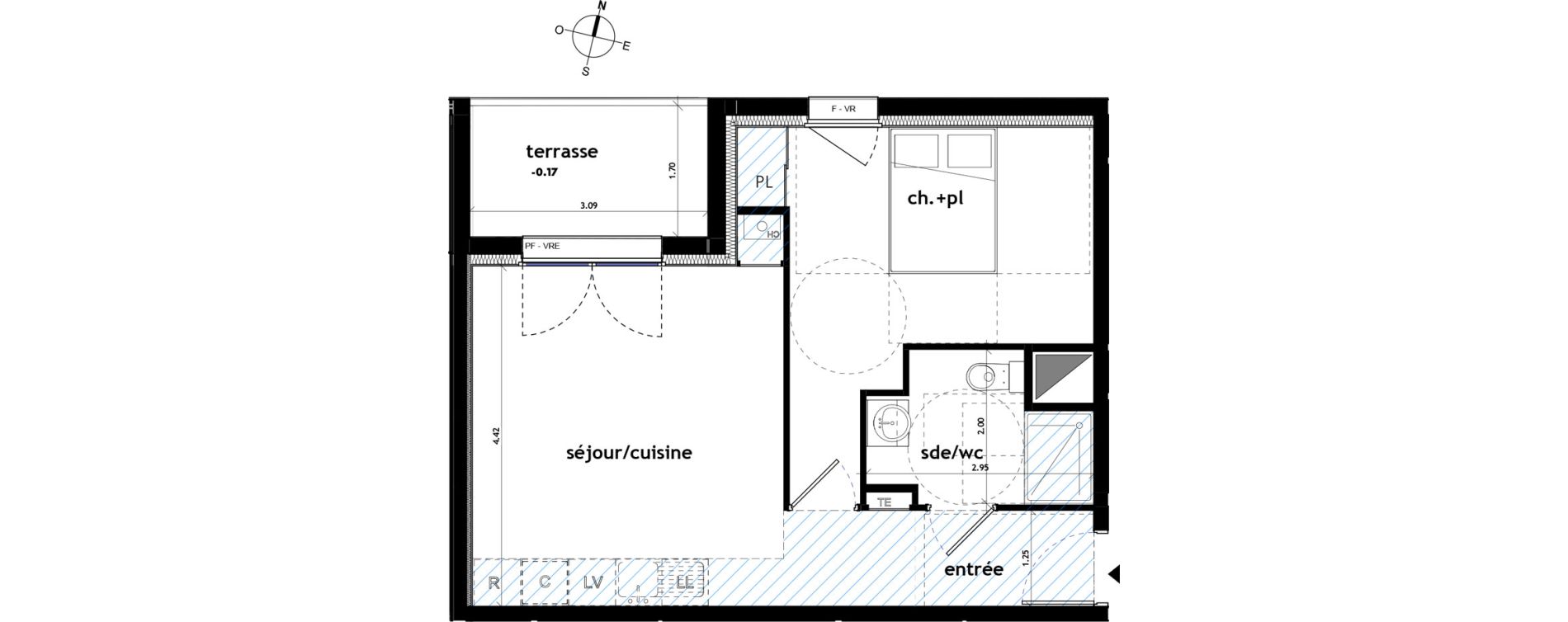 Appartement T2 de 41,49 m2 &agrave; Ch&acirc;teaubriant M&eacute;tallurgie
