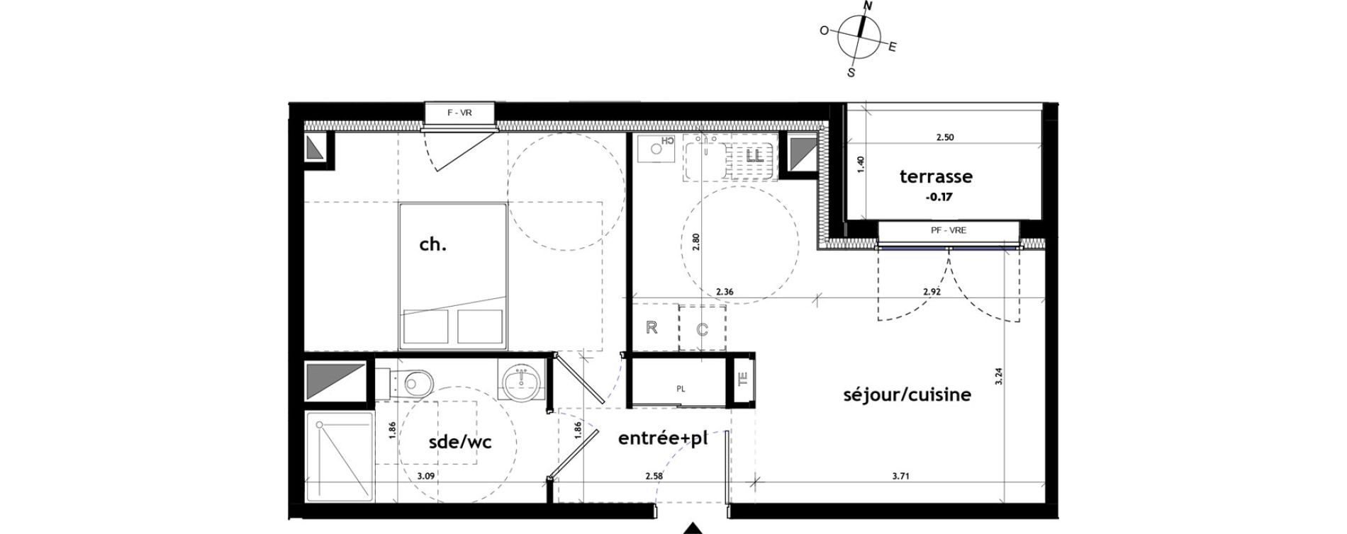 Appartement T2 de 38,35 m2 &agrave; Ch&acirc;teaubriant M&eacute;tallurgie