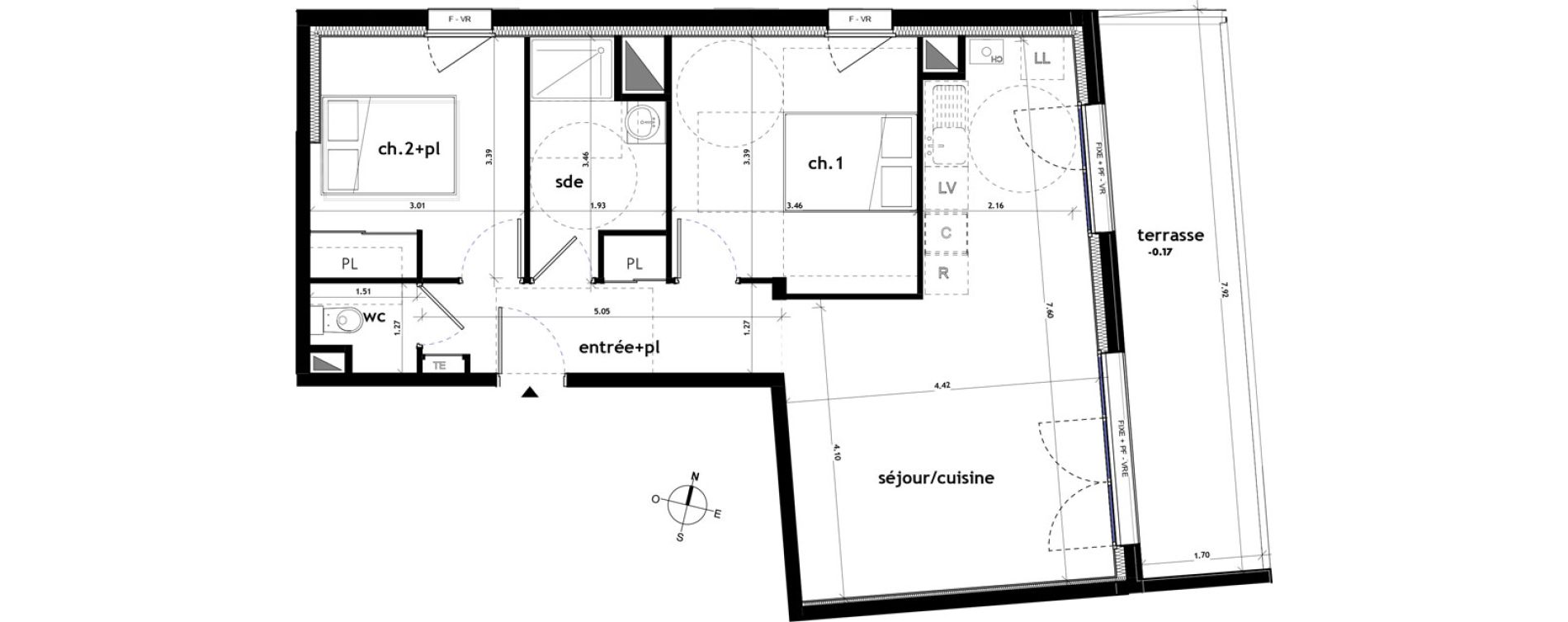 Appartement T3 de 61,75 m2 &agrave; Ch&acirc;teaubriant M&eacute;tallurgie