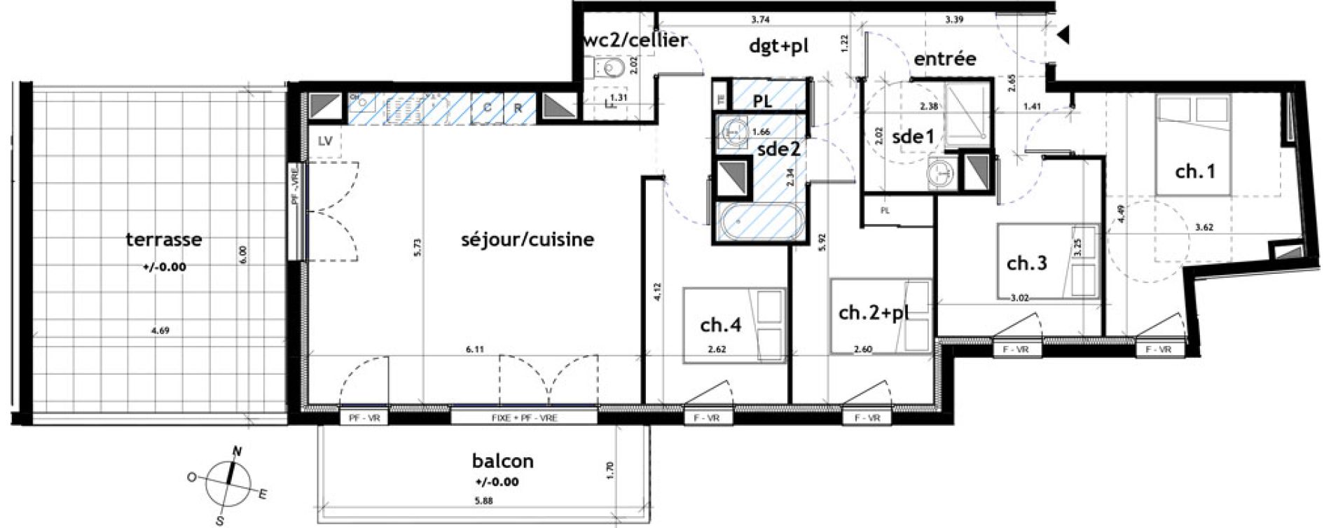 Appartement T5 de 100,07 m2 &agrave; Ch&acirc;teaubriant M&eacute;tallurgie
