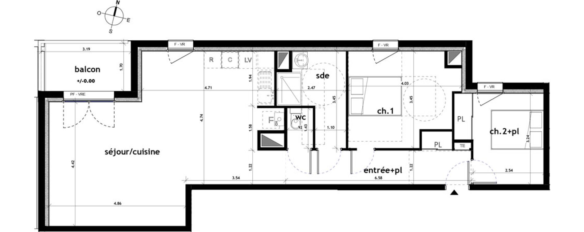 Appartement T3 de 76,40 m2 &agrave; Ch&acirc;teaubriant M&eacute;tallurgie