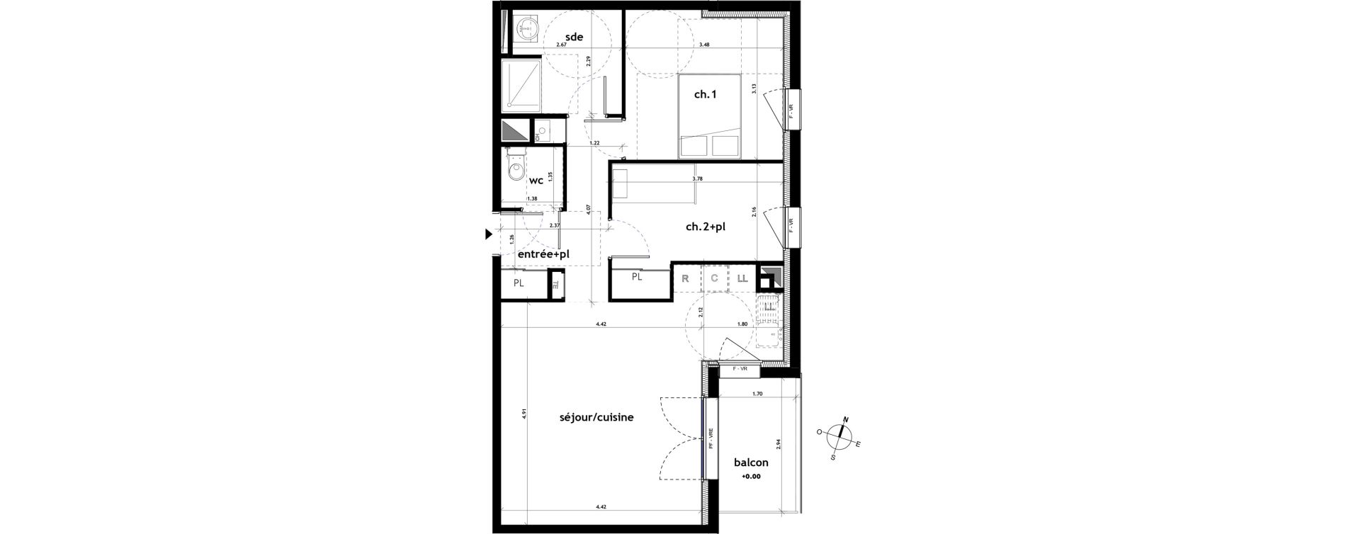 Appartement T3 de 60,28 m2 &agrave; Ch&acirc;teaubriant M&eacute;tallurgie
