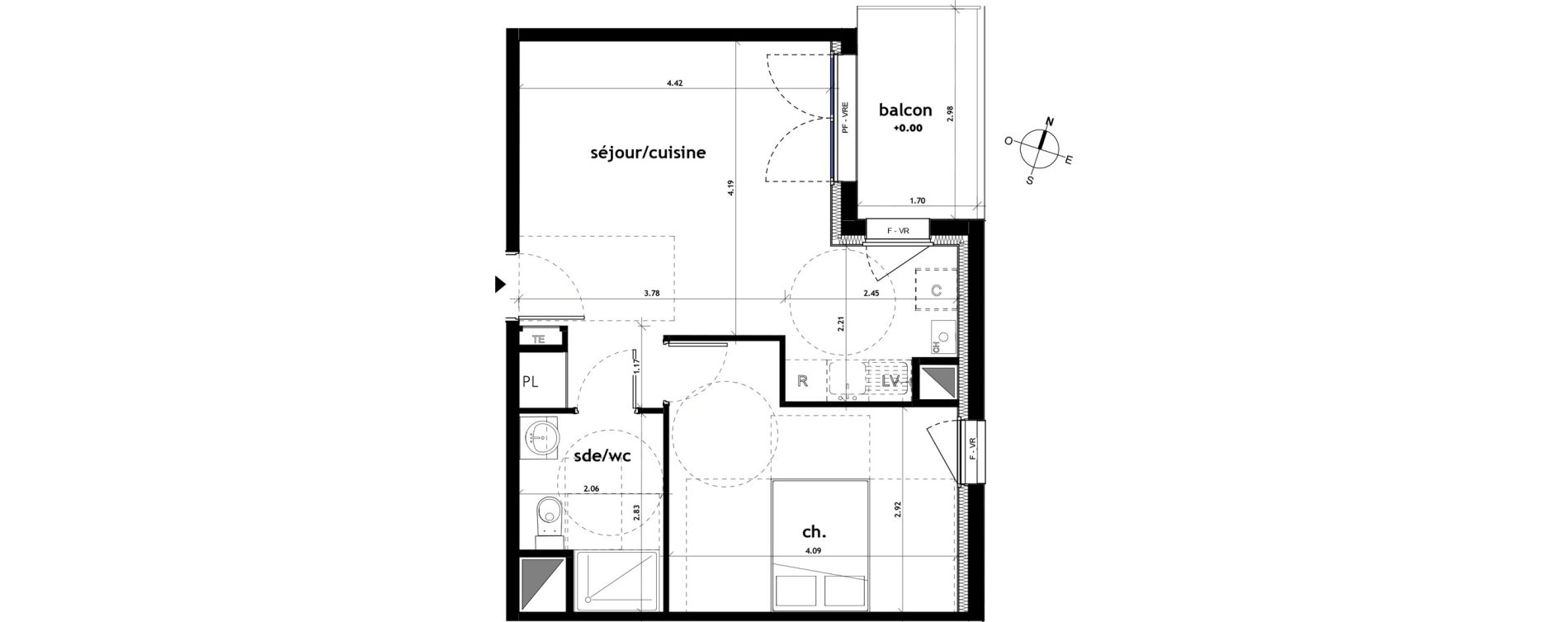 Appartement T2 de 42,67 m2 &agrave; Ch&acirc;teaubriant M&eacute;tallurgie