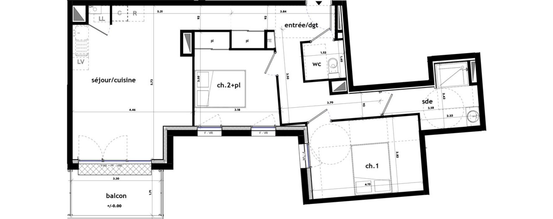 Appartement T3 de 64,30 m2 &agrave; Ch&acirc;teaubriant M&eacute;tallurgie