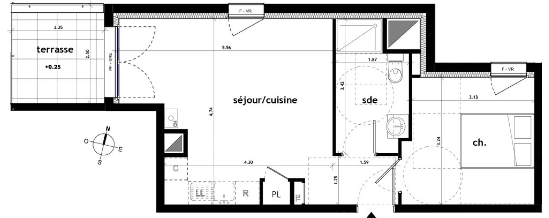 Appartement T2 de 40,08 m2 &agrave; Ch&acirc;teaubriant M&eacute;tallurgie