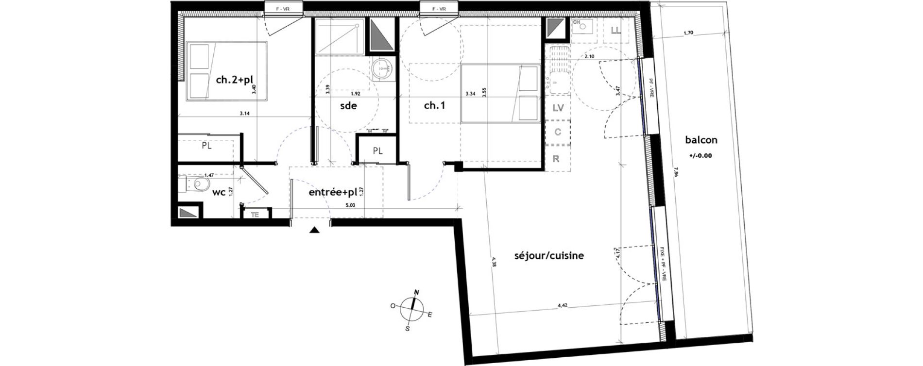 Appartement T3 de 60,35 m2 &agrave; Ch&acirc;teaubriant M&eacute;tallurgie