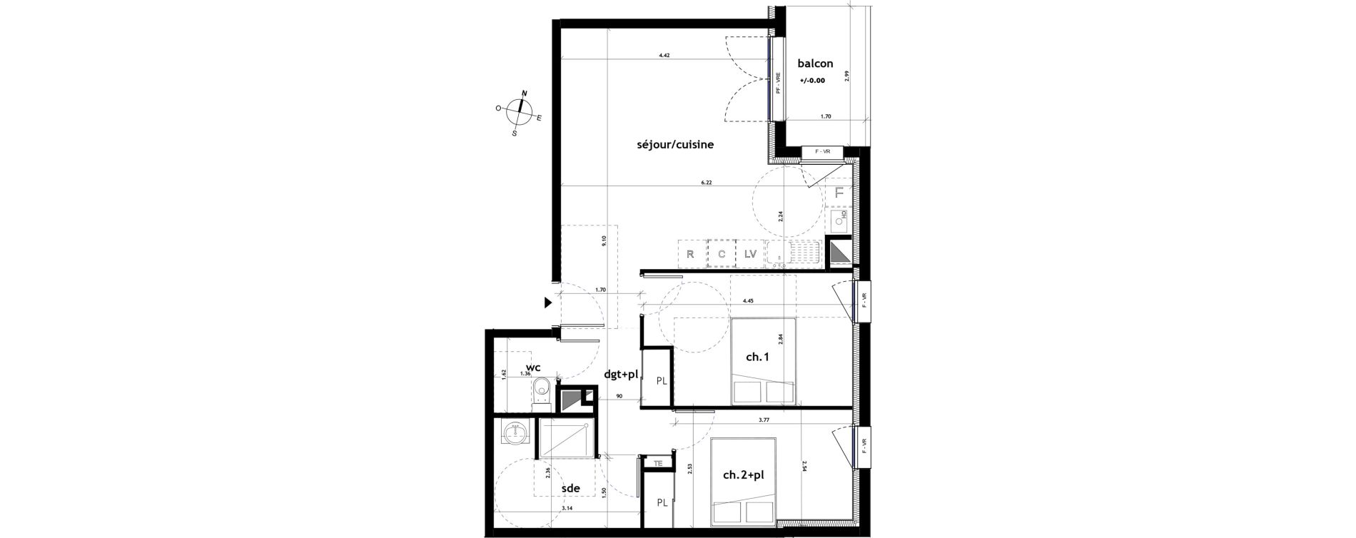Appartement T3 de 63,45 m2 &agrave; Ch&acirc;teaubriant M&eacute;tallurgie