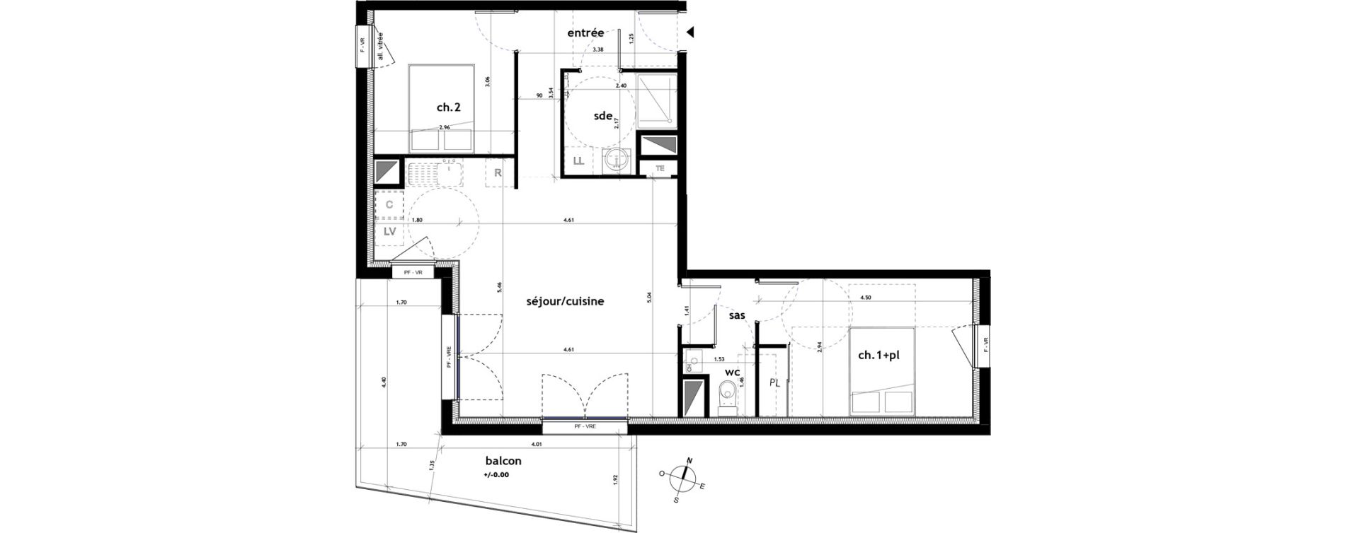 Appartement T3 de 63,56 m2 &agrave; Ch&acirc;teaubriant M&eacute;tallurgie