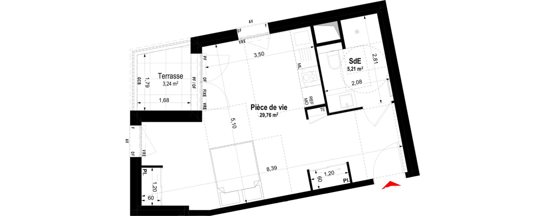 Studio meubl&eacute; de 34,97 m2 &agrave; Ch&acirc;teaubriant Centre