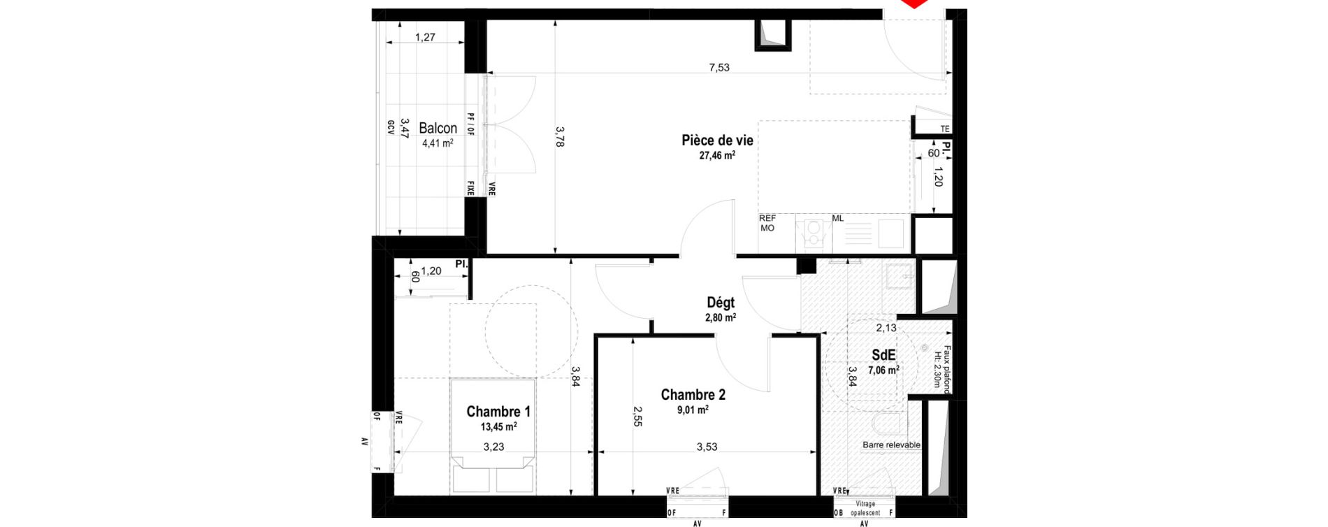 Appartement T3 meubl&eacute; de 59,78 m2 &agrave; Ch&acirc;teaubriant Centre