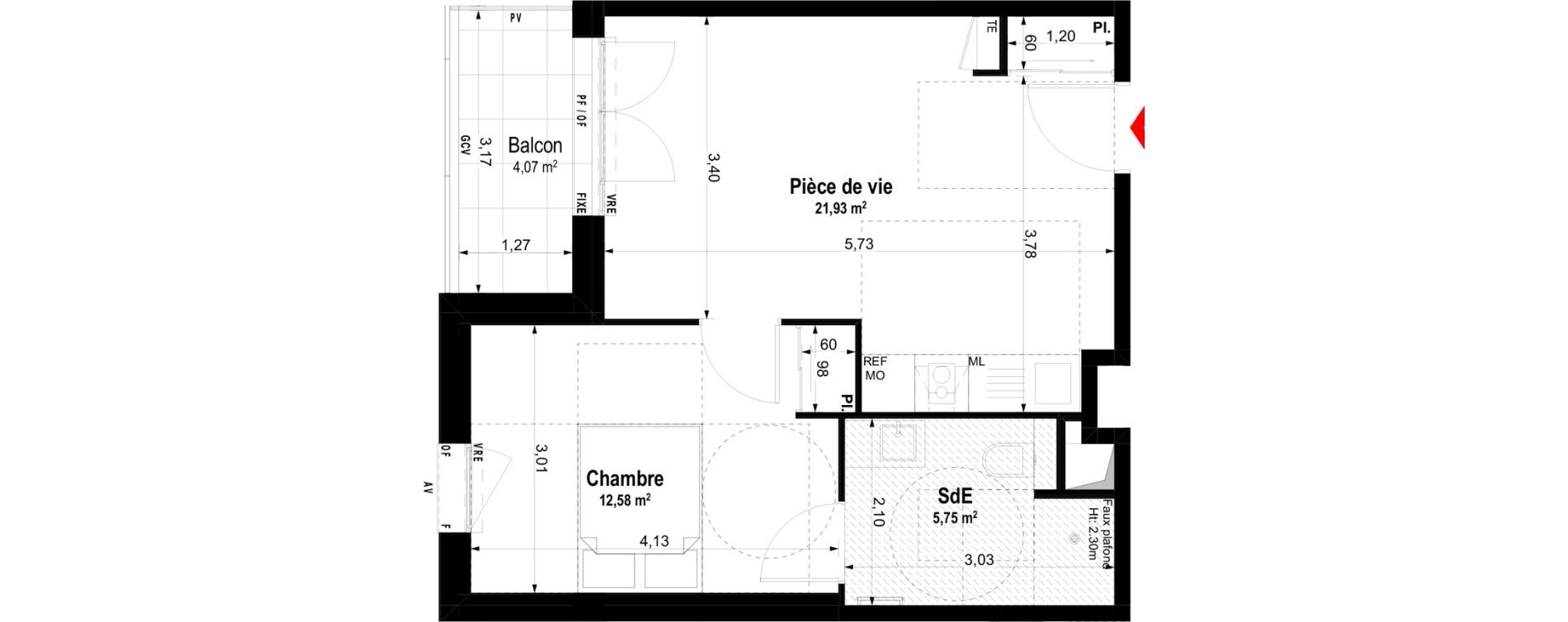 Appartement T2 meubl&eacute; de 40,26 m2 &agrave; Ch&acirc;teaubriant Centre