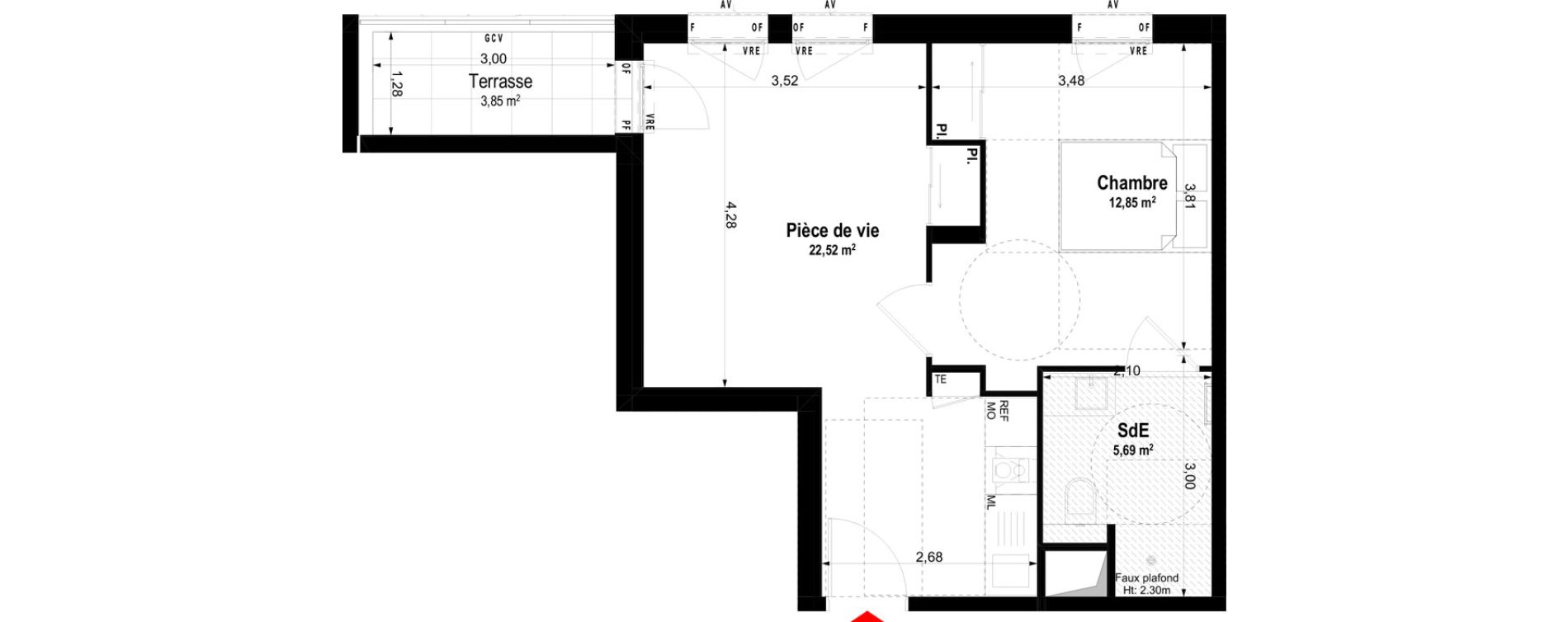 Appartement T2 meubl&eacute; de 41,06 m2 &agrave; Ch&acirc;teaubriant Centre