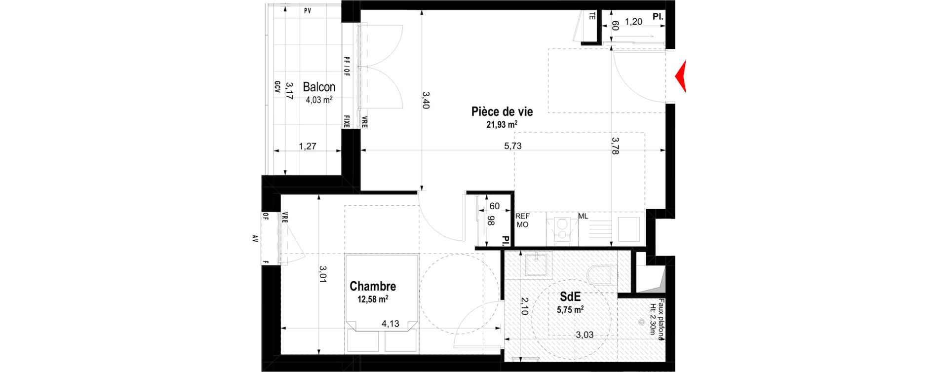 Appartement T2 meubl&eacute; de 40,26 m2 &agrave; Ch&acirc;teaubriant Centre