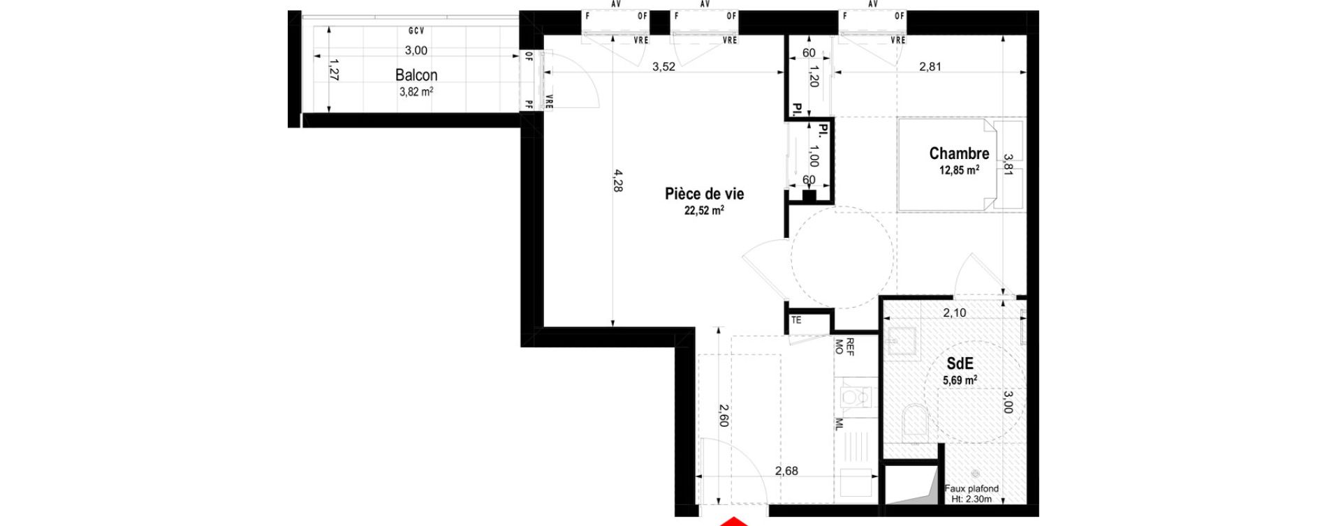 Appartement T2 meubl&eacute; de 41,06 m2 &agrave; Ch&acirc;teaubriant Centre