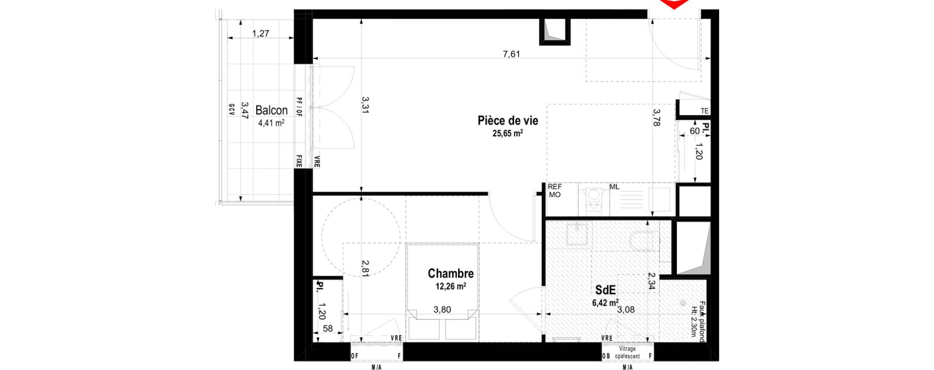 Appartement T2 meubl&eacute; de 44,33 m2 &agrave; Ch&acirc;teaubriant Centre