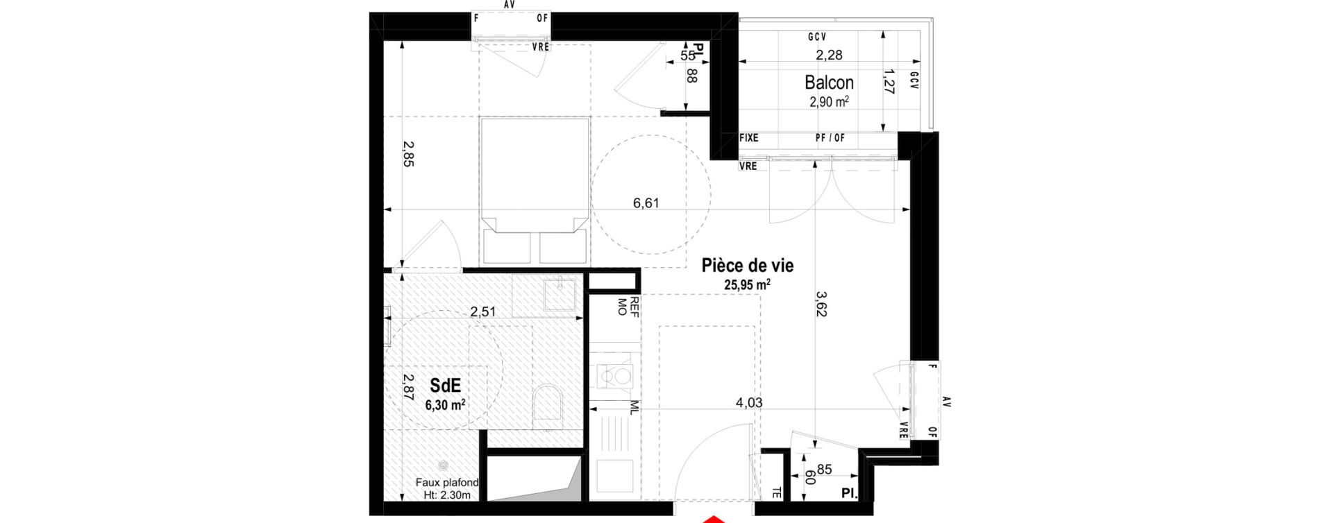 Studio meubl&eacute; de 32,25 m2 &agrave; Ch&acirc;teaubriant Centre