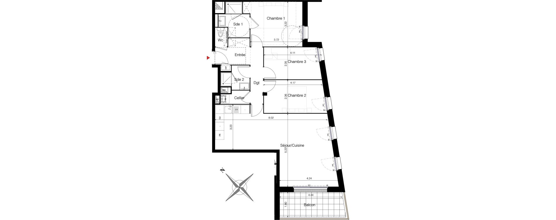 Appartement T4 de 84,11 m2 &agrave; Clisson Le champ de foire