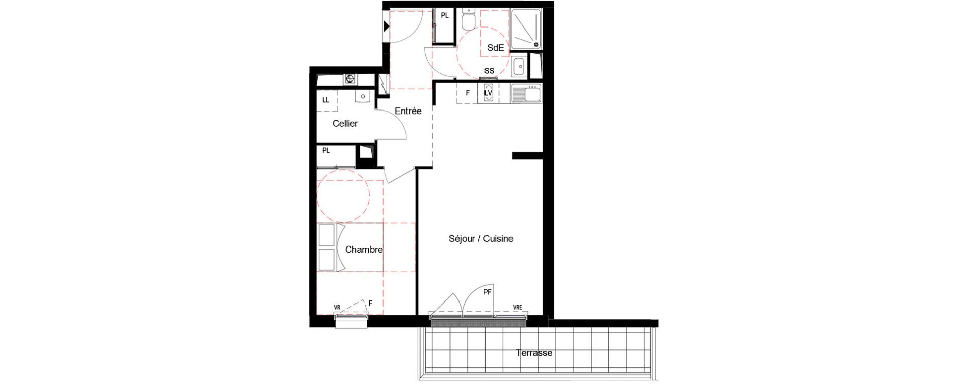 Appartement T2 de 49,09 m2 &agrave; Cou&euml;ron Centre