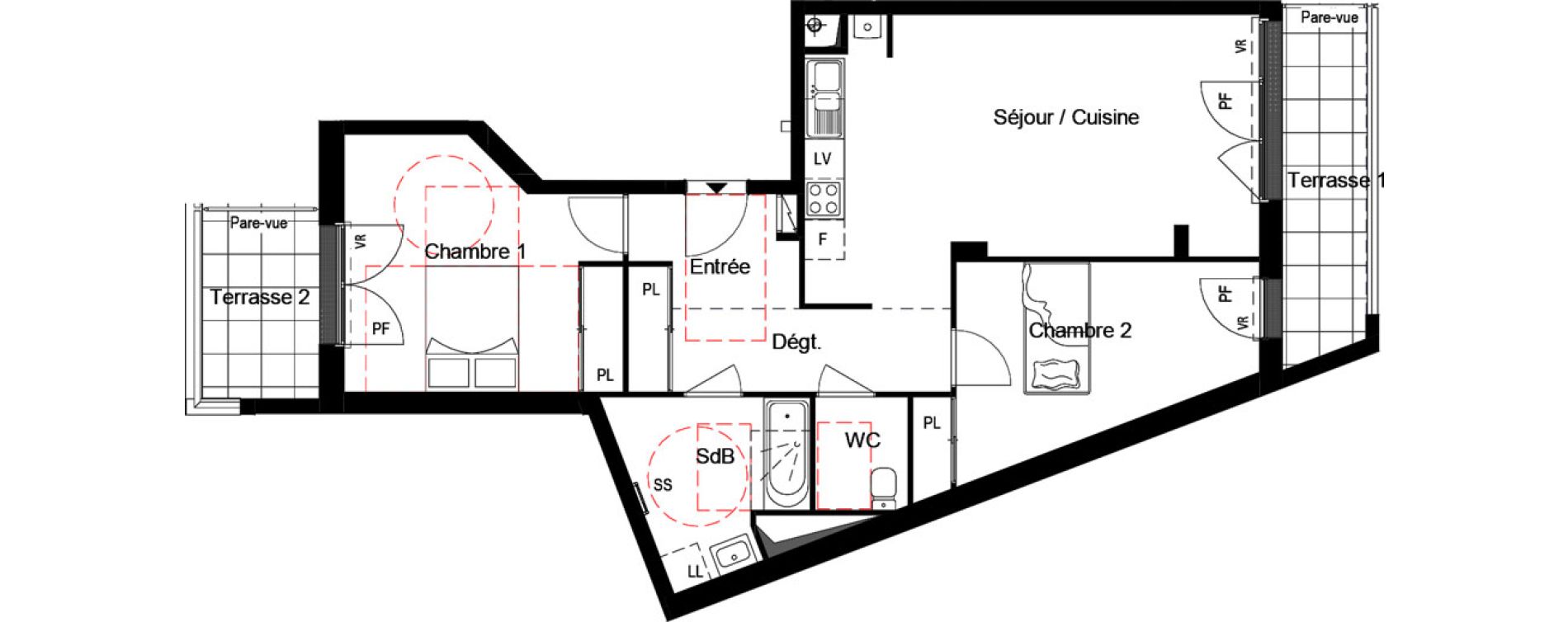 Appartement T3 de 72,53 m2 &agrave; Cou&euml;ron Centre