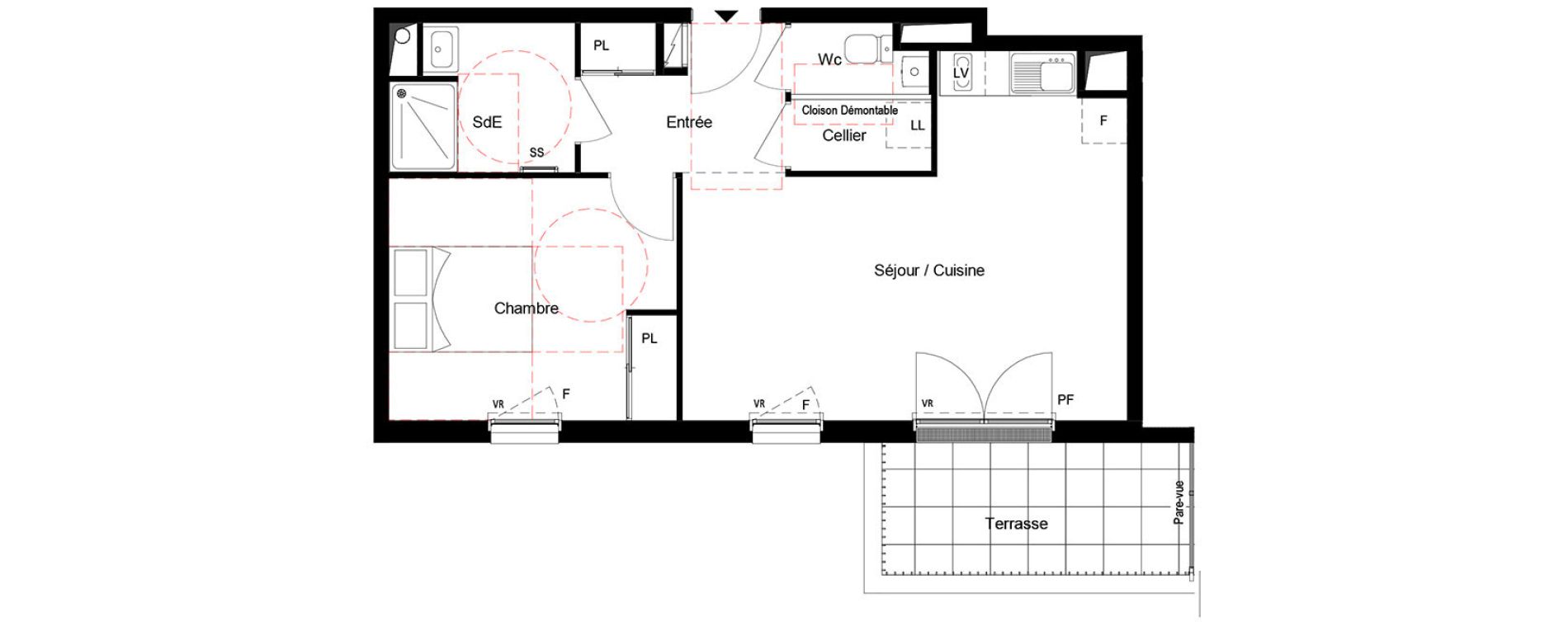 Appartement T2 de 48,21 m2 &agrave; Cou&euml;ron Centre