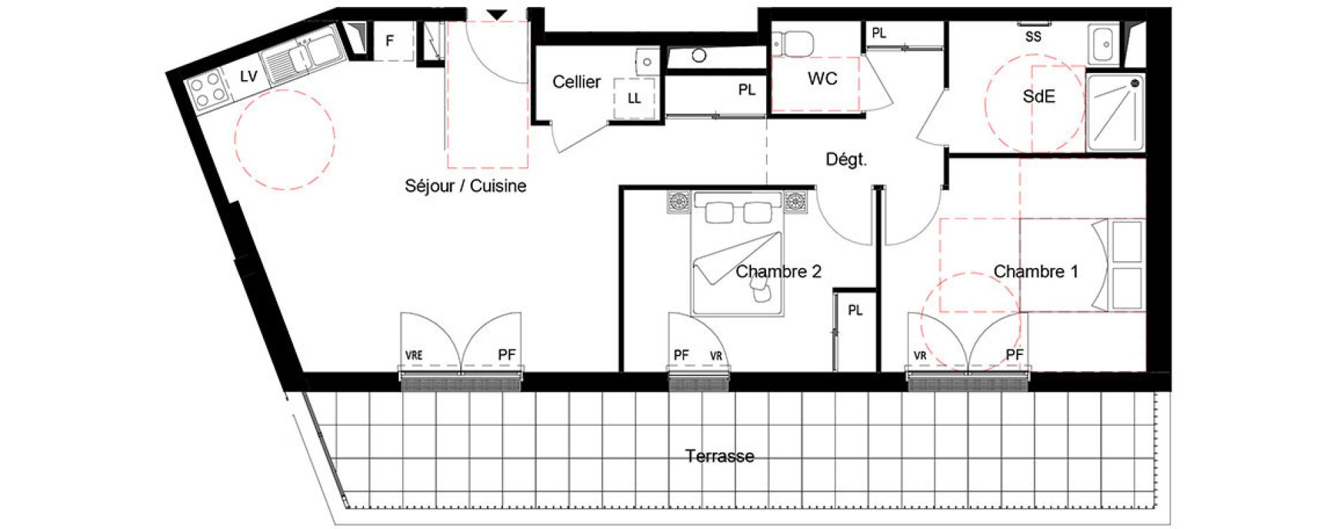 Appartement T3 de 66,74 m2 &agrave; Cou&euml;ron Centre