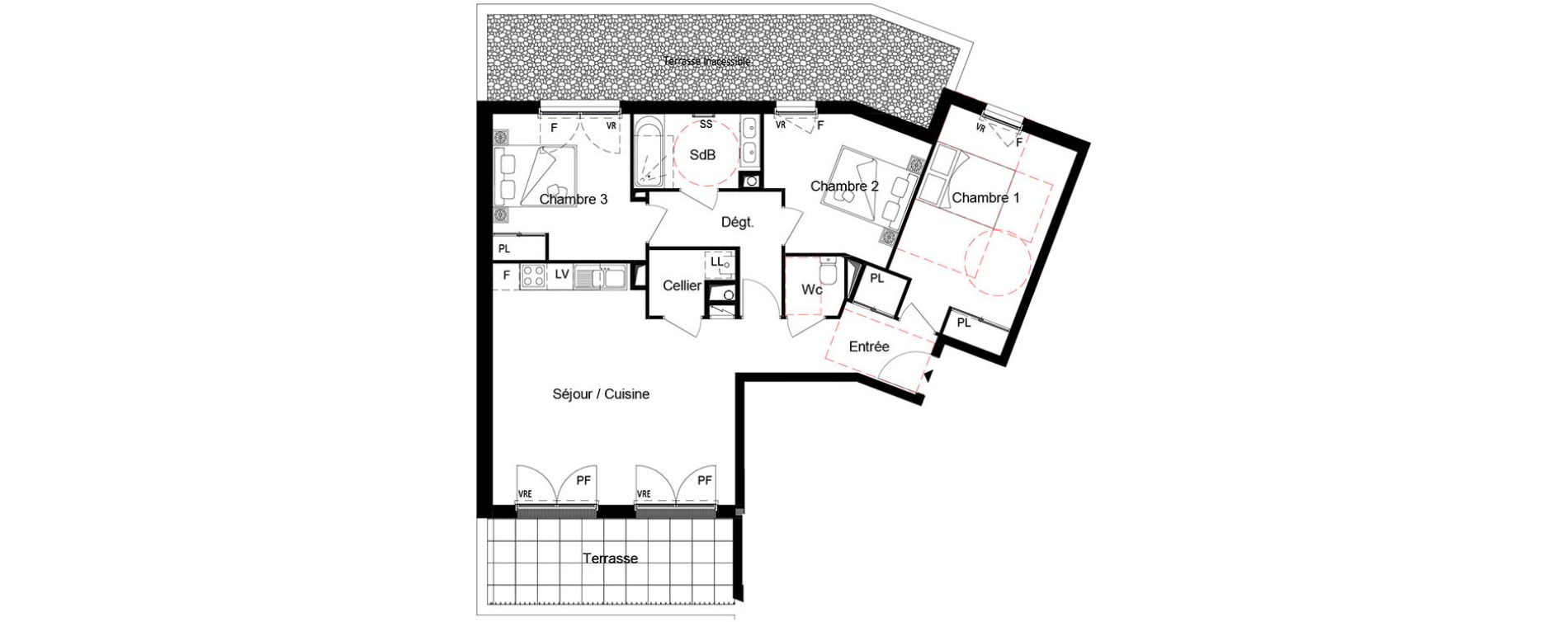 Appartement T4 de 83,46 m2 &agrave; Cou&euml;ron Centre